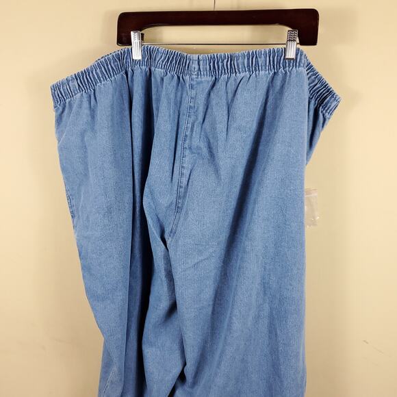 Woman Within Light Wash Pull-on Straight Leg Jeans Size 38W - Picture 7 of 10